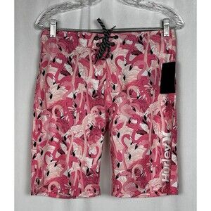 Hurley Men’s Size 28 Mingo AOP Swim Board Shorts Pink Bloom Flamingos